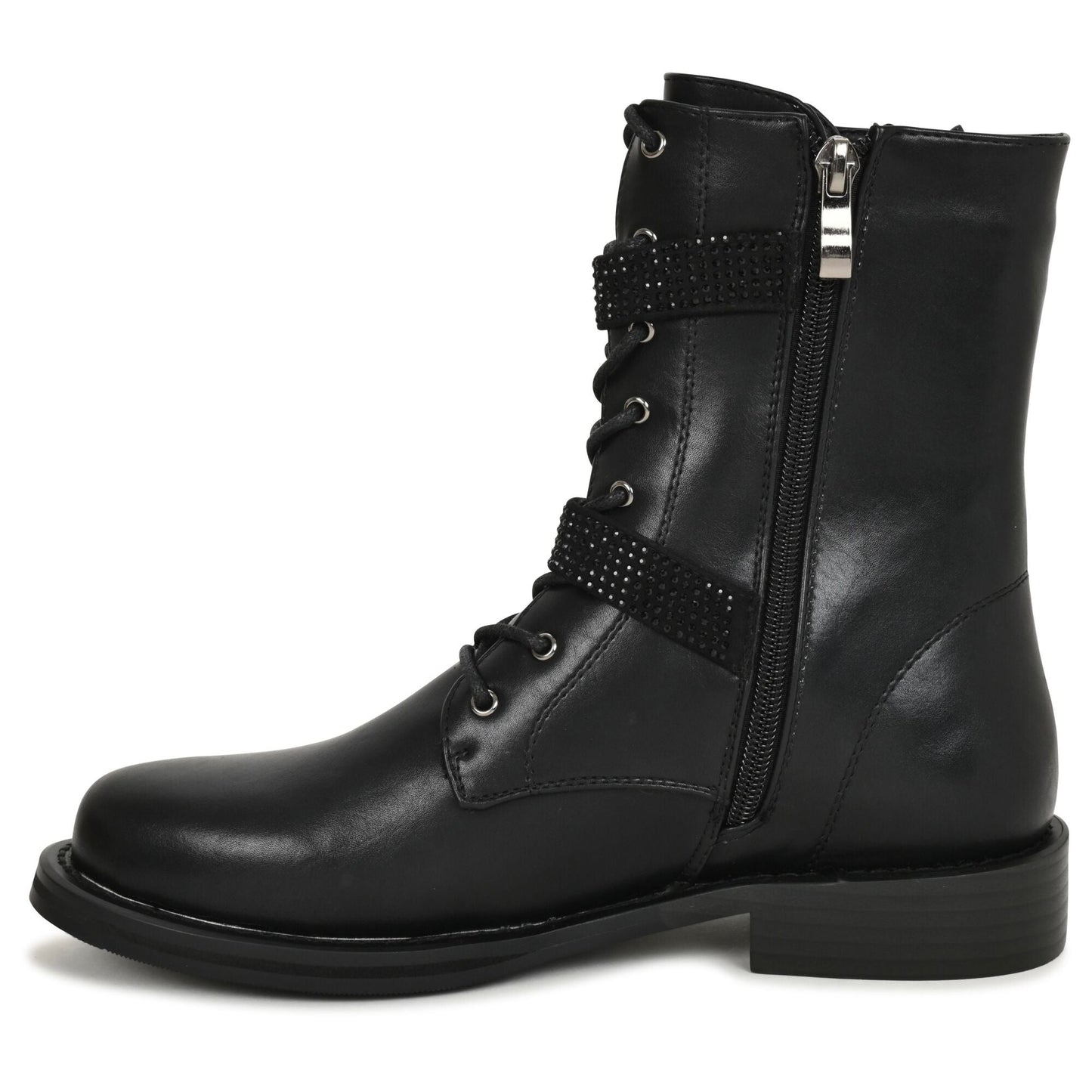 Ninety Union BUFFALO Combat Boot With Two Rhinestone Straps - ninetyunion