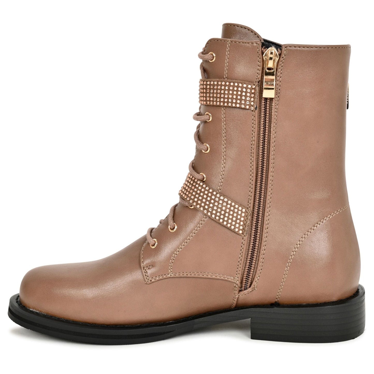 Ninety Union BUFFALO Combat Boot With Two Rhinestone Straps - ninetyunion
