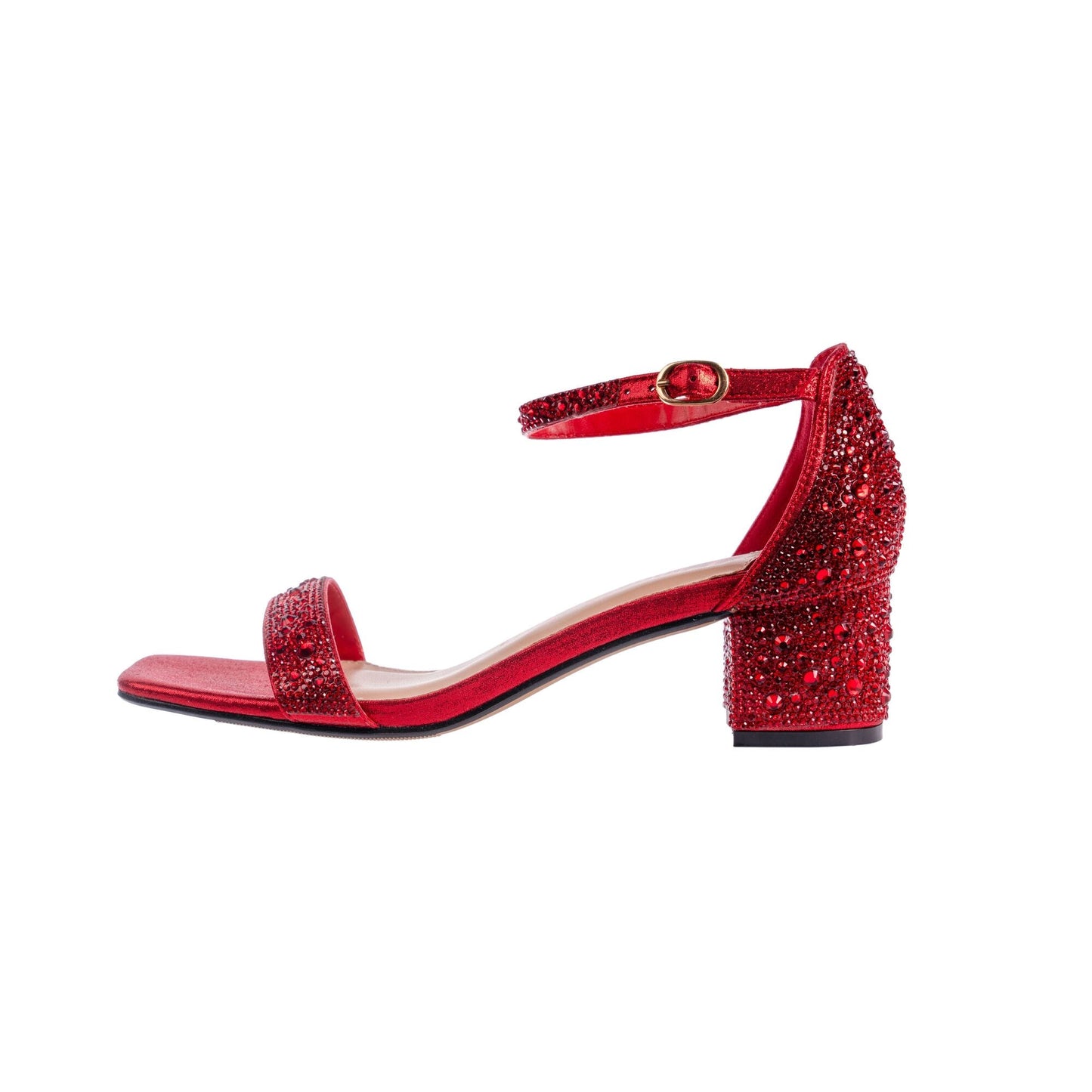 Lady Couture DAZZLE 2 Inch Mid Block Heel Rhinestone Sandal - ninetyunion