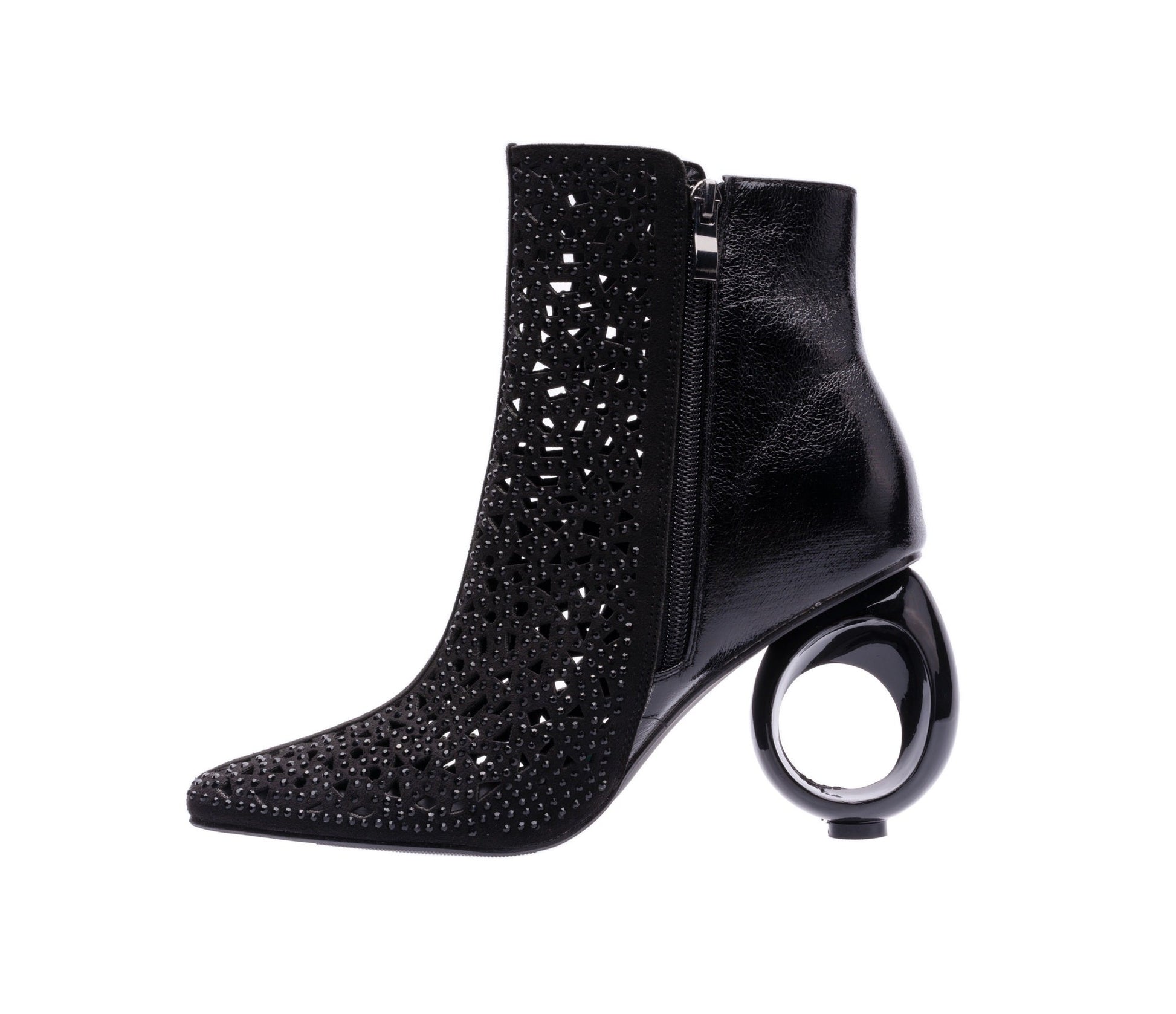 Lady Couture BREEZE Metallic Laser-Cut Bootie On A Circular Heel - ninetyunion