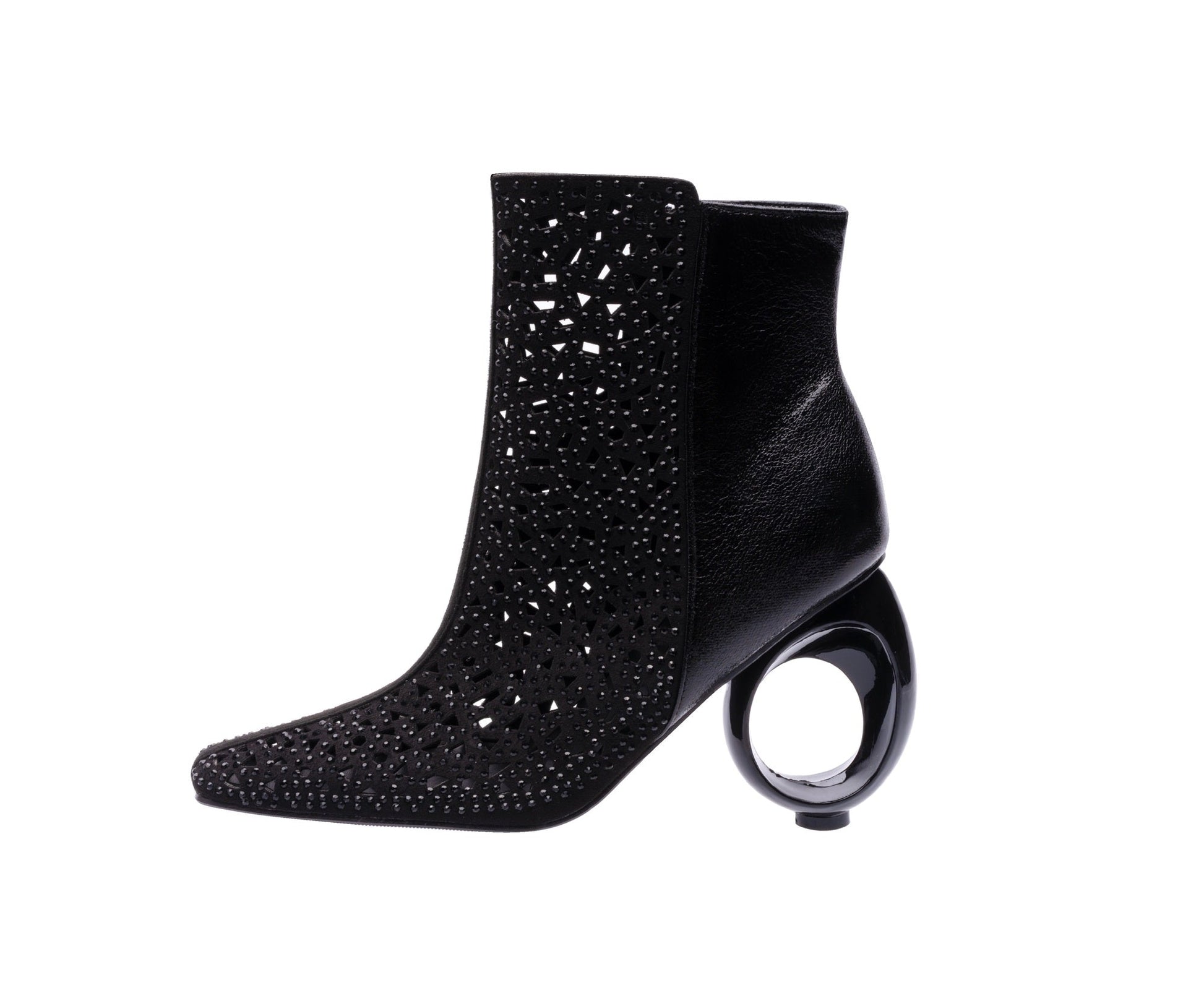 Lady Couture BREEZE Metallic Laser-Cut Bootie On A Circular Heel - ninetyunion