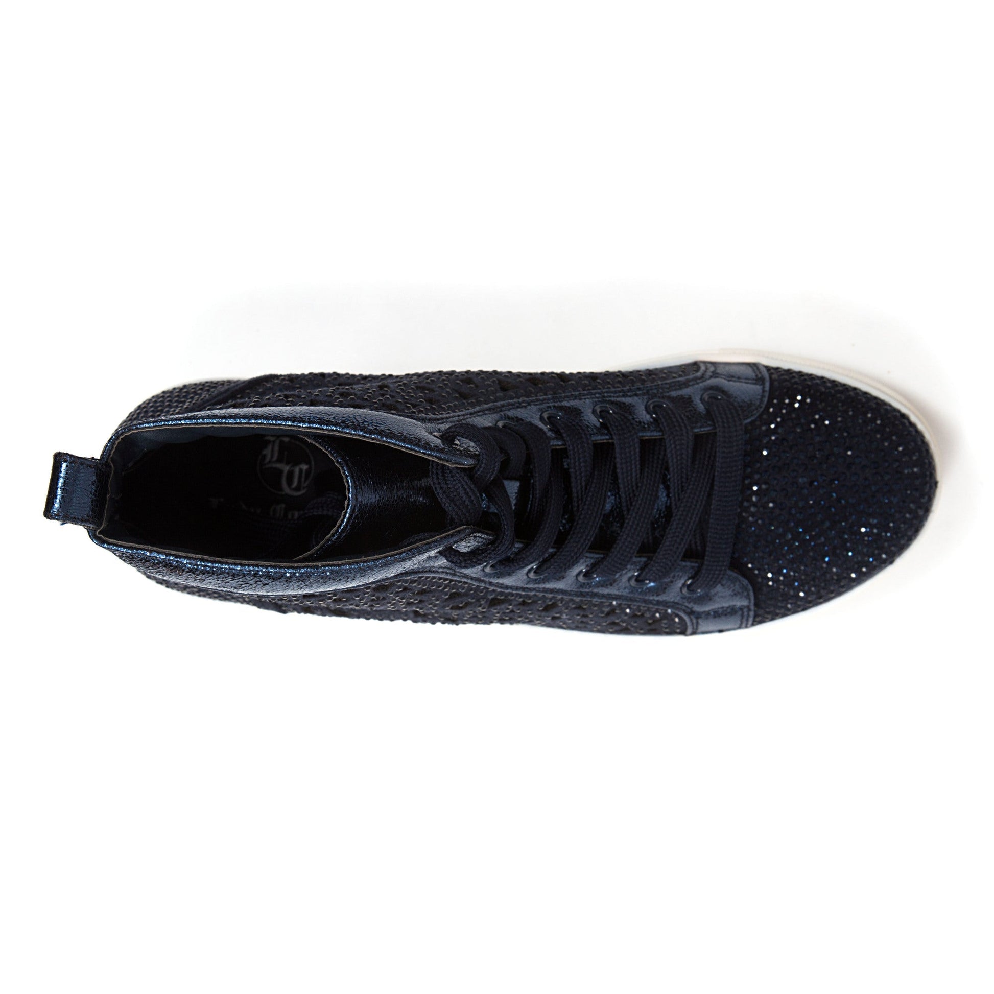 Lady Couture NEW YORK Laser Cut High Top Sneakers With Rhinestones - ninetyunion