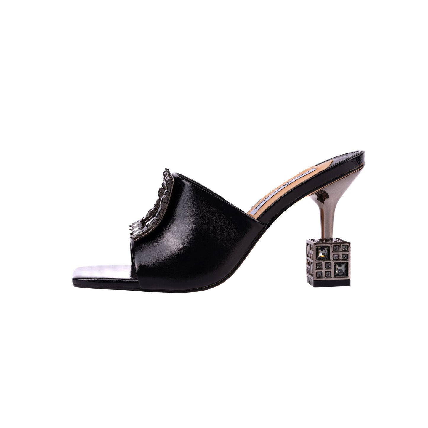 Lady Couture CASINO Jeweled Metallic Square Heel Slide - ninetyunion