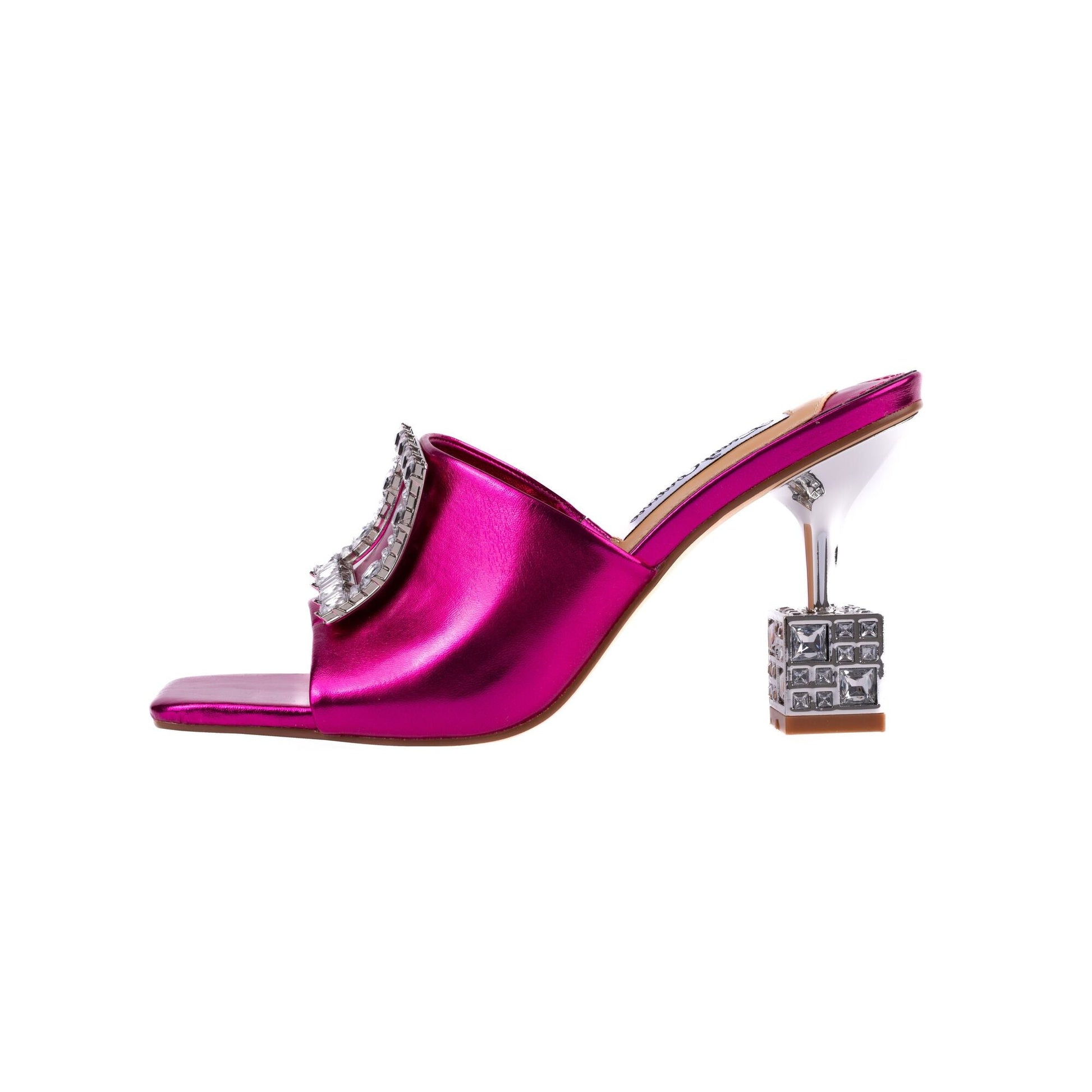 Lady Couture CASINO Jeweled Metallic Square Heel Slide - ninetyunion