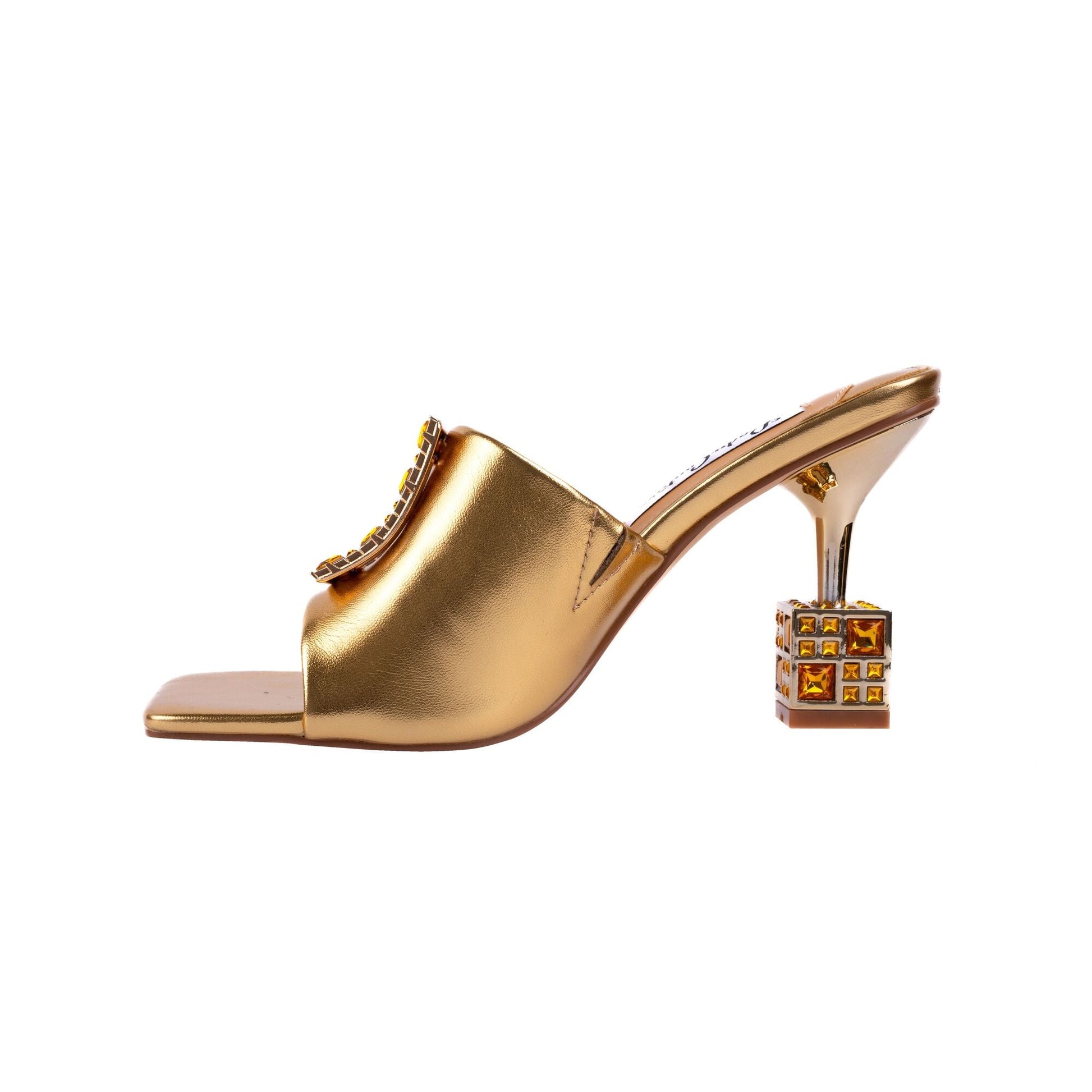 Lady Couture CASINO Jeweled Metallic Square Heel Slide - ninetyunion