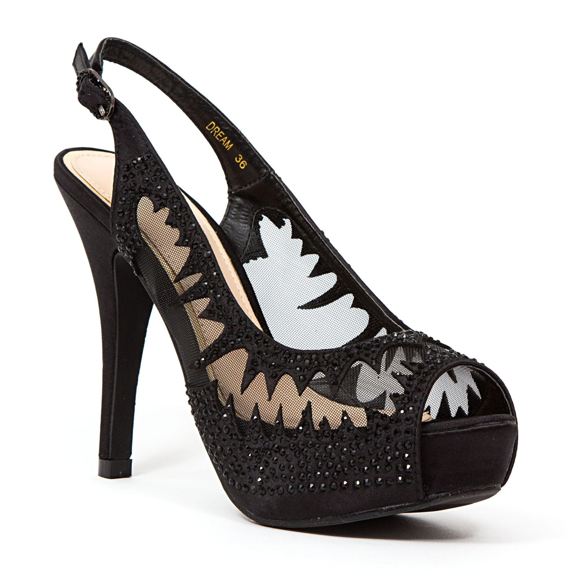 Lady Couture DREAM Mesh Slingback Platform With Stones - ninetyunion