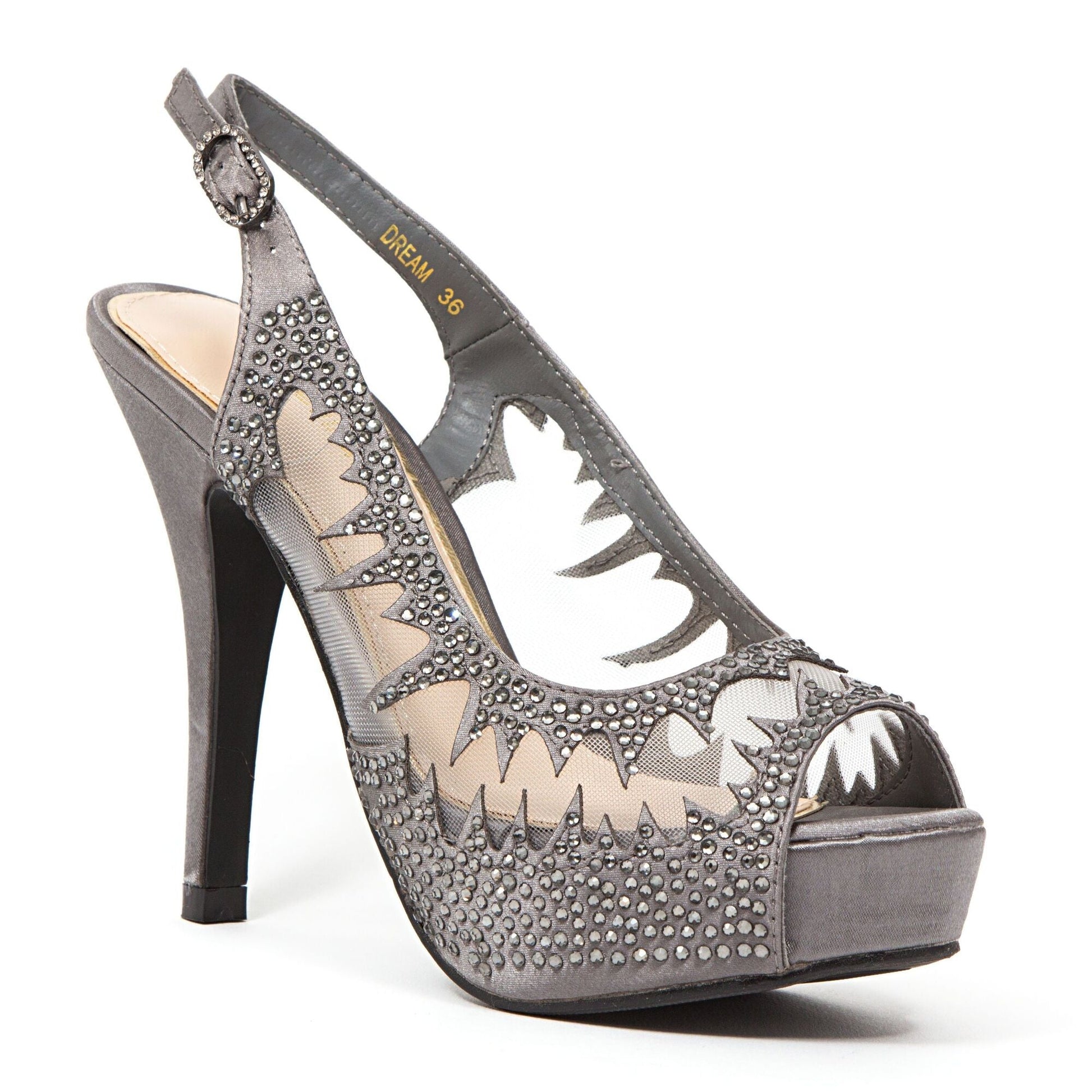 Lady Couture DREAM Mesh Slingback Platform With Stones - ninetyunion