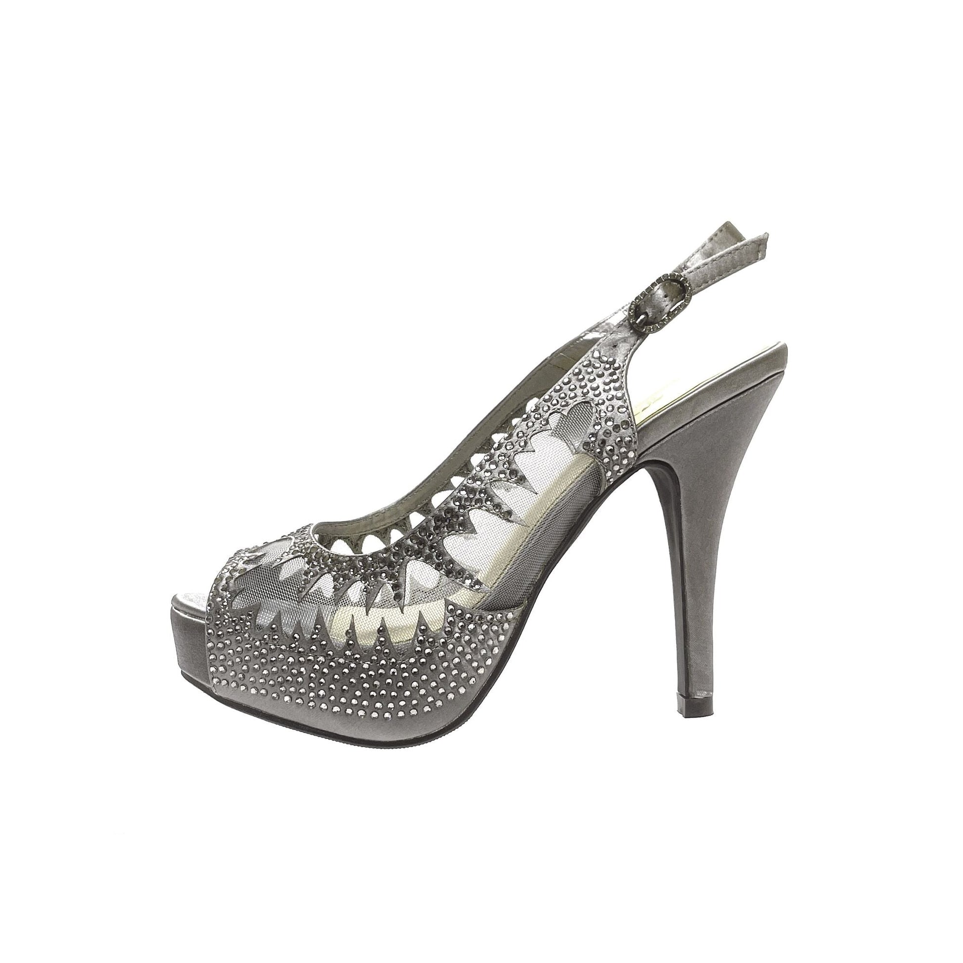 Lady Couture DREAM Mesh Slingback Platform With Stones - ninetyunion