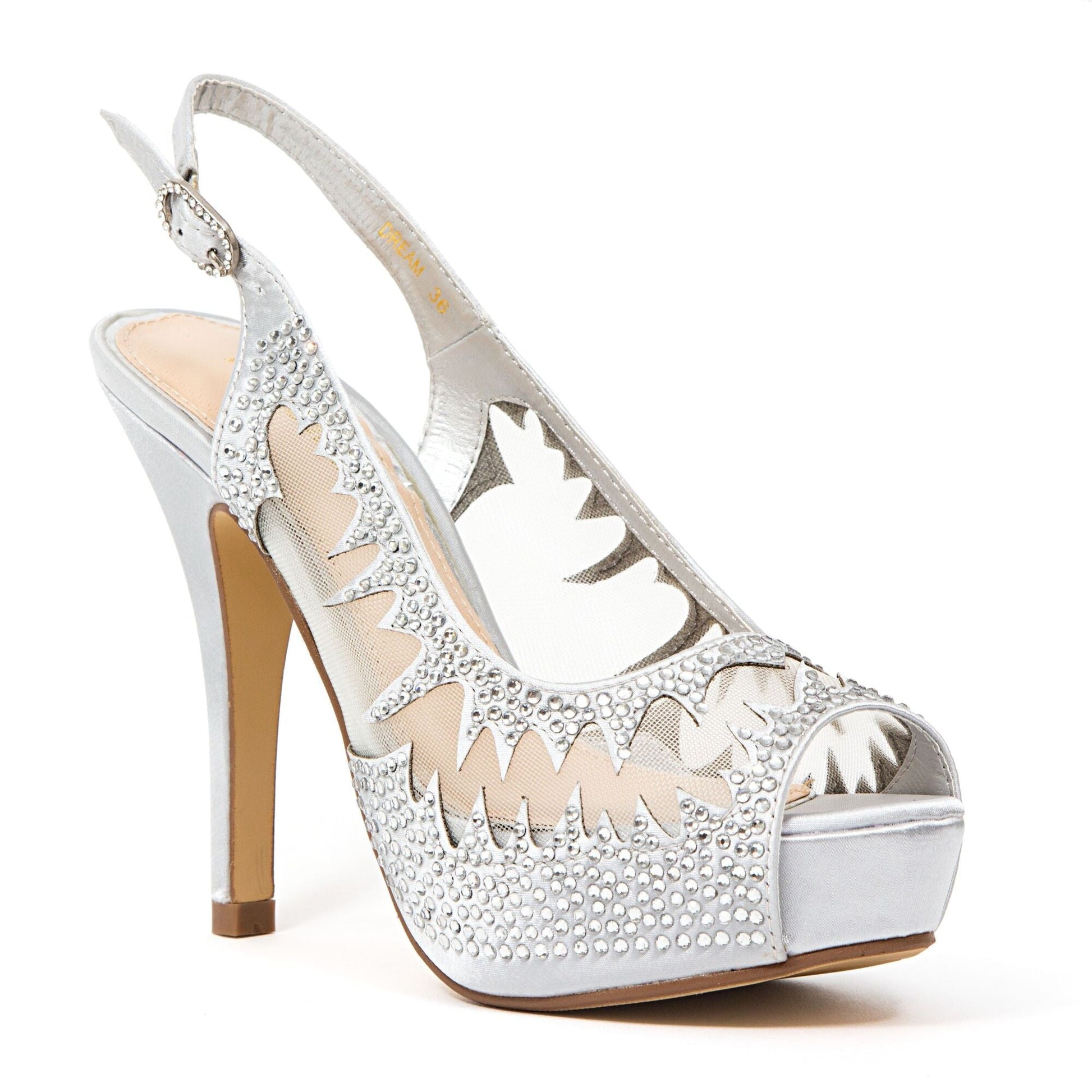 Lady Couture DREAM Mesh Slingback Platform With Stones - ninetyunion