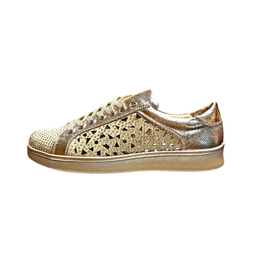 Lady Couture PARIS Low Top Laser Cut Sneaker With Rhinestones - ninetyunion